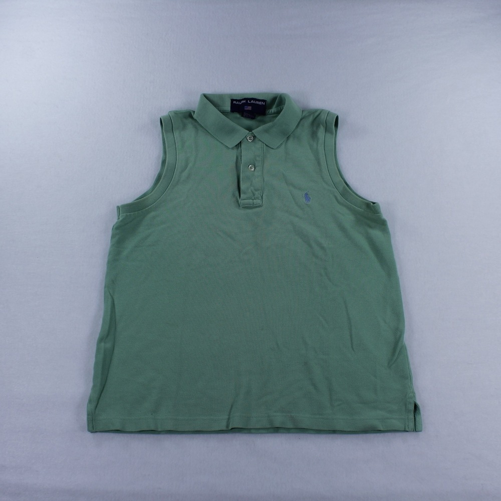 Vintage Polo Ralph Lauren Women's Sleeveless Polo Shirt - Green Size M